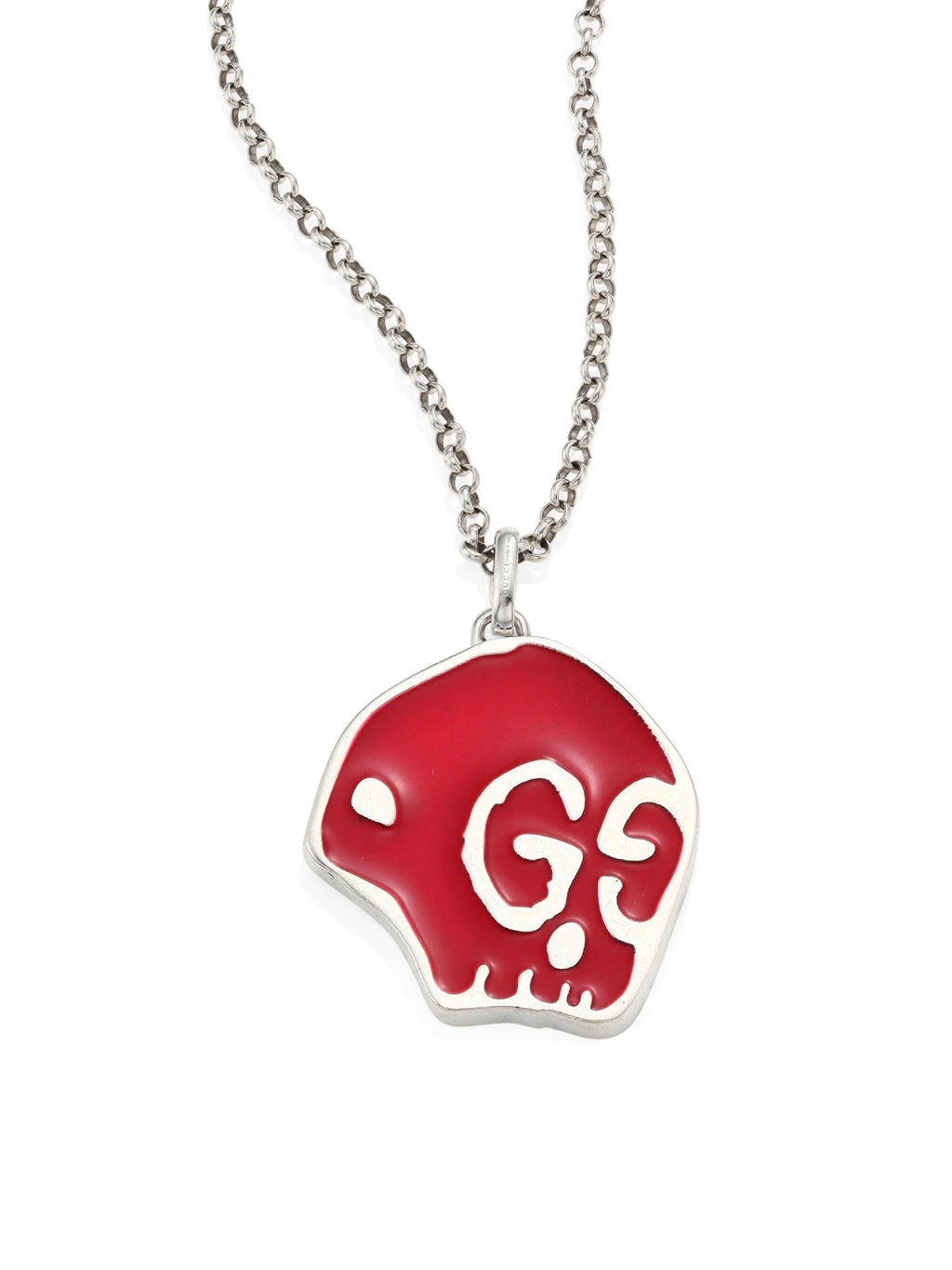 GUCCI SKULL RED ENAMEL NECKLACE