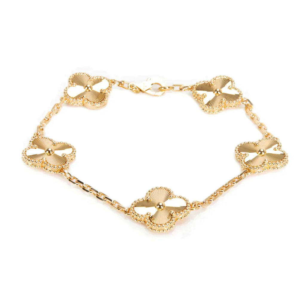 Van Cleef & Arpels CLOVER 5 MOTIF PINK GOLD BRACELET