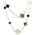 Van Cleef & Arpels CLOVER ONYX MOP 16 MOTIF GOLD 130CM NECKLACE
