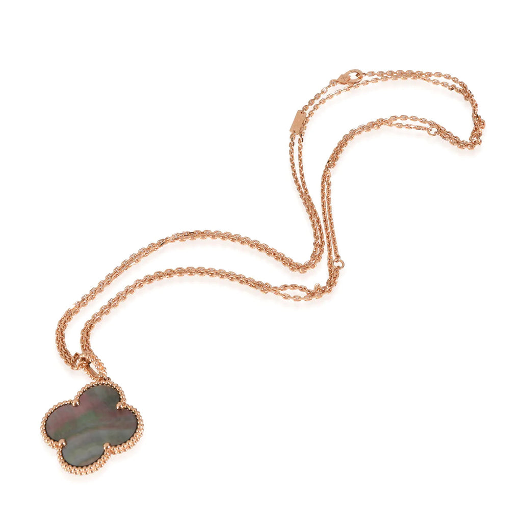 Van Cleef & Arpels CLOVER GOLD DARK MOP BIG CLOVER NECKLACE