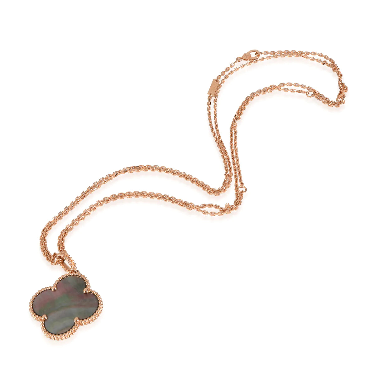 Van Cleef & Arpels CLOVER GOLD DARK MOP BIG CLOVER NECKLACE