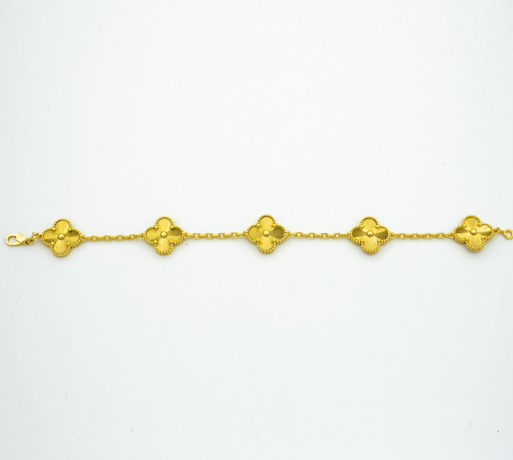 Van Cleef & Arpels CLOVER GOLD BRACELET 5 MOTIF