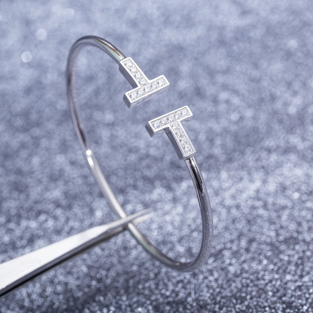TIFFANY T BRACELET 1.8MM DIAMOND SILVER