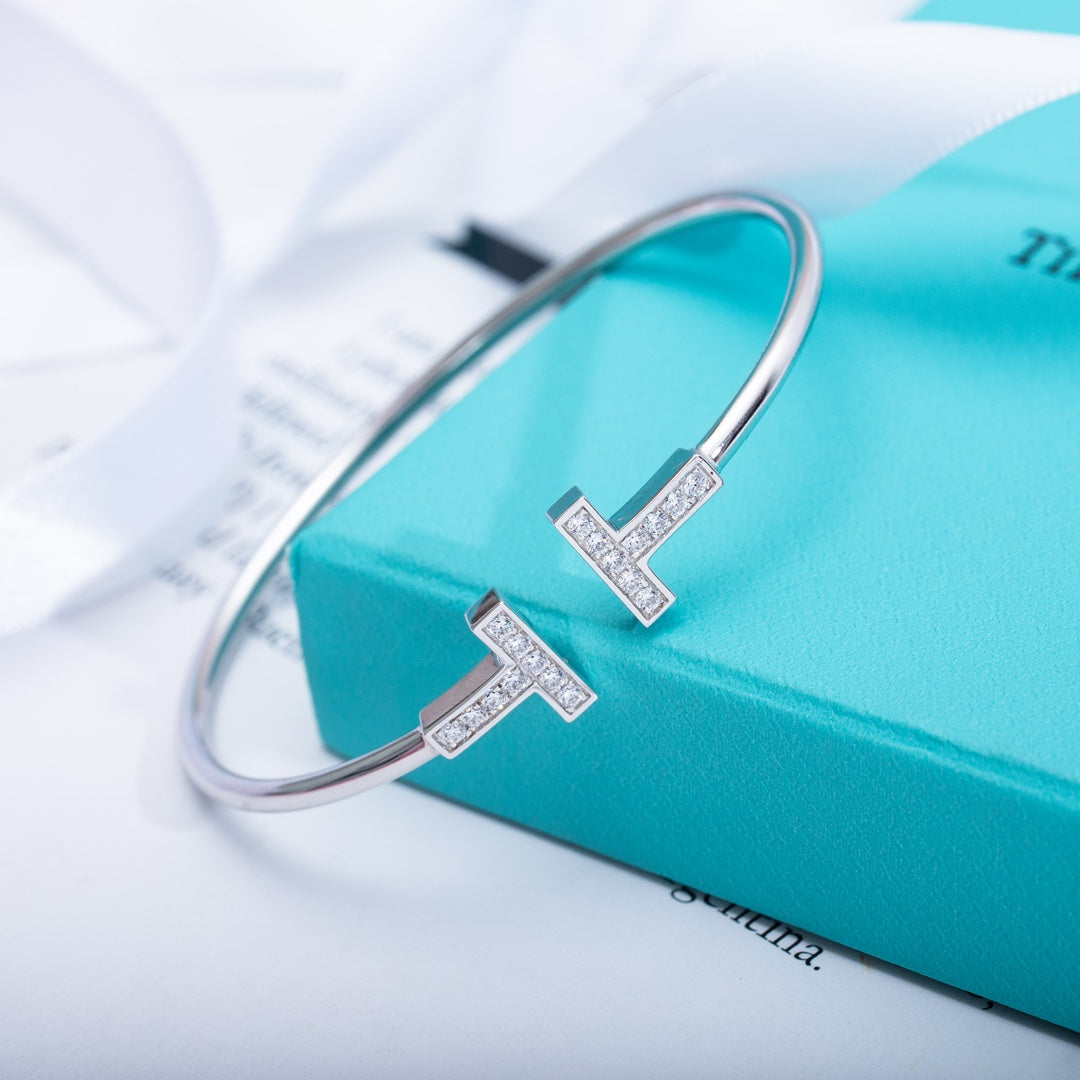 TIFFANY T BRACELET 1.8MM DIAMOND SILVER