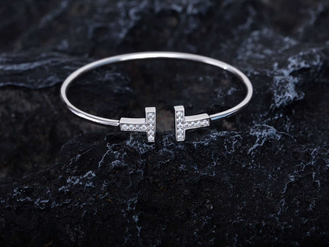 TIFFANY T BRACELET 1.8MM DIAMOND SILVER