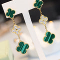 Van Cleef & Arpels CLOVER EARRINGS GOLD MALACHITE DIAMOND 3 MOTIF