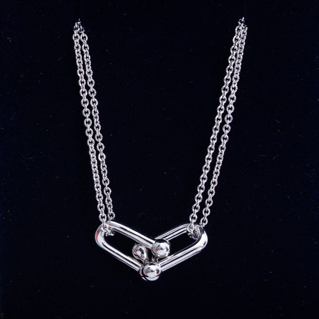 TIFFANY HARDWEAR DOUBLE LINK PEDANT SILVER NECKLACE