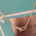 TIFFANY HARDWEAR DOUBLE LINK PEDANT PINK GOLD DIAMOND NECKLACE