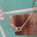 TIFFANY HARDWEAR DOUBLE LINK PEDANT SILVER DIAMOND NECKLACE