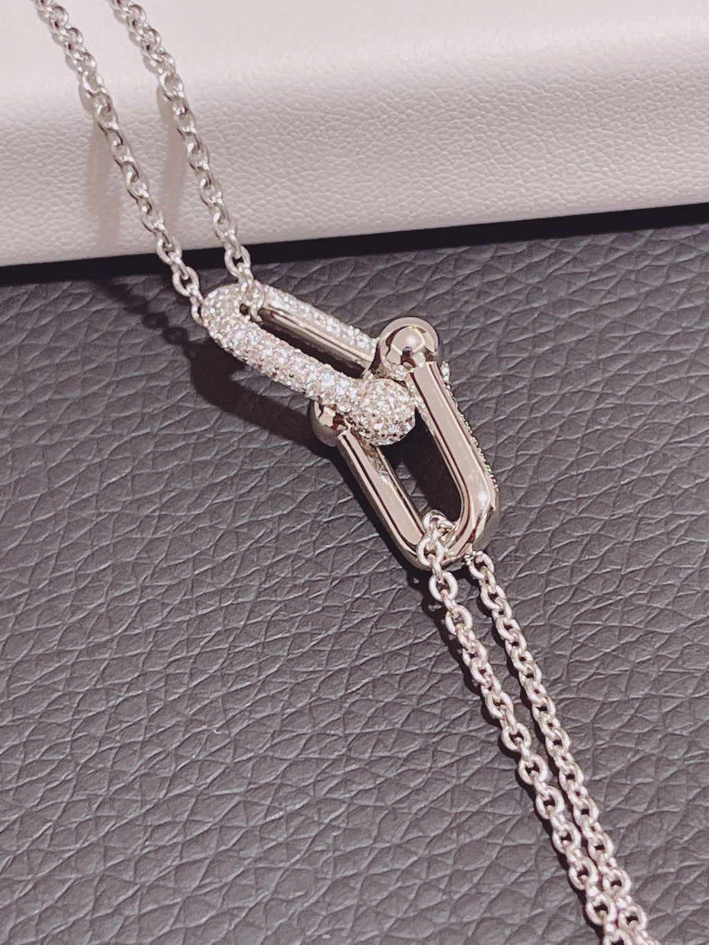 TIFFANY HARDWEAR DOUBLE LINK PEDANT SILVER DIAMOND NECKLACE
