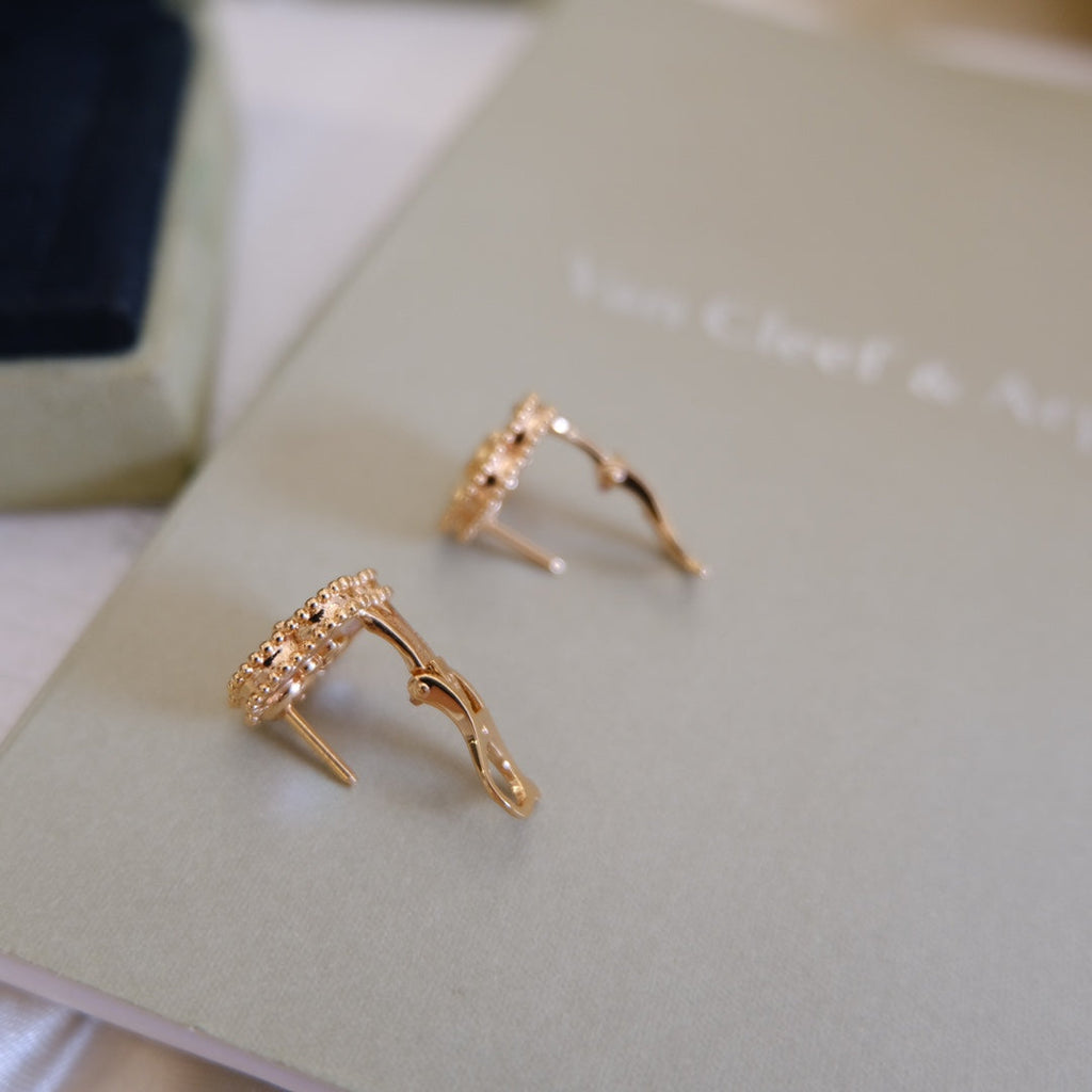Van Cleef & Arpels LUCKY PINK GOLD WHITE MOP EARRINGS