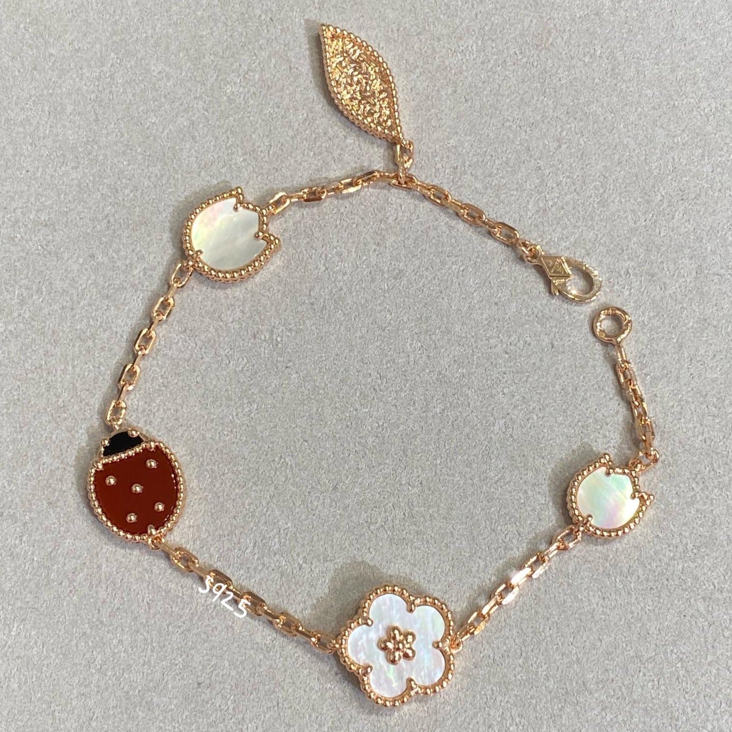 Van Cleef & Arpels LUCKY SPRING PINK GOLD BRACELET 5 MOTIF