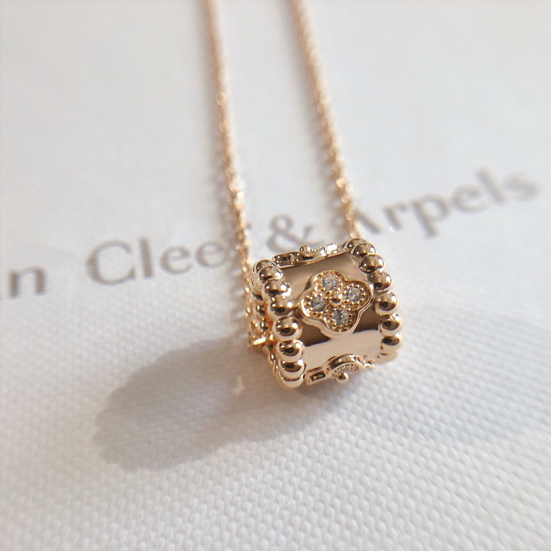 Van Cleef & Arpels PERLEE PEDANT PINK GOLD NECKLACE