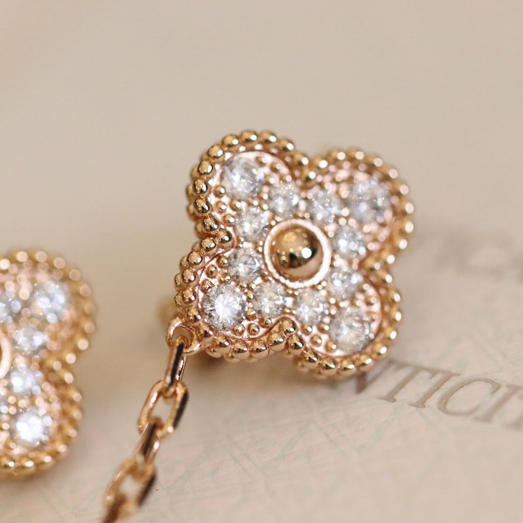 Van Cleef & Arpels VINTAGE EARRINGS PINK GOLD DIAMOND