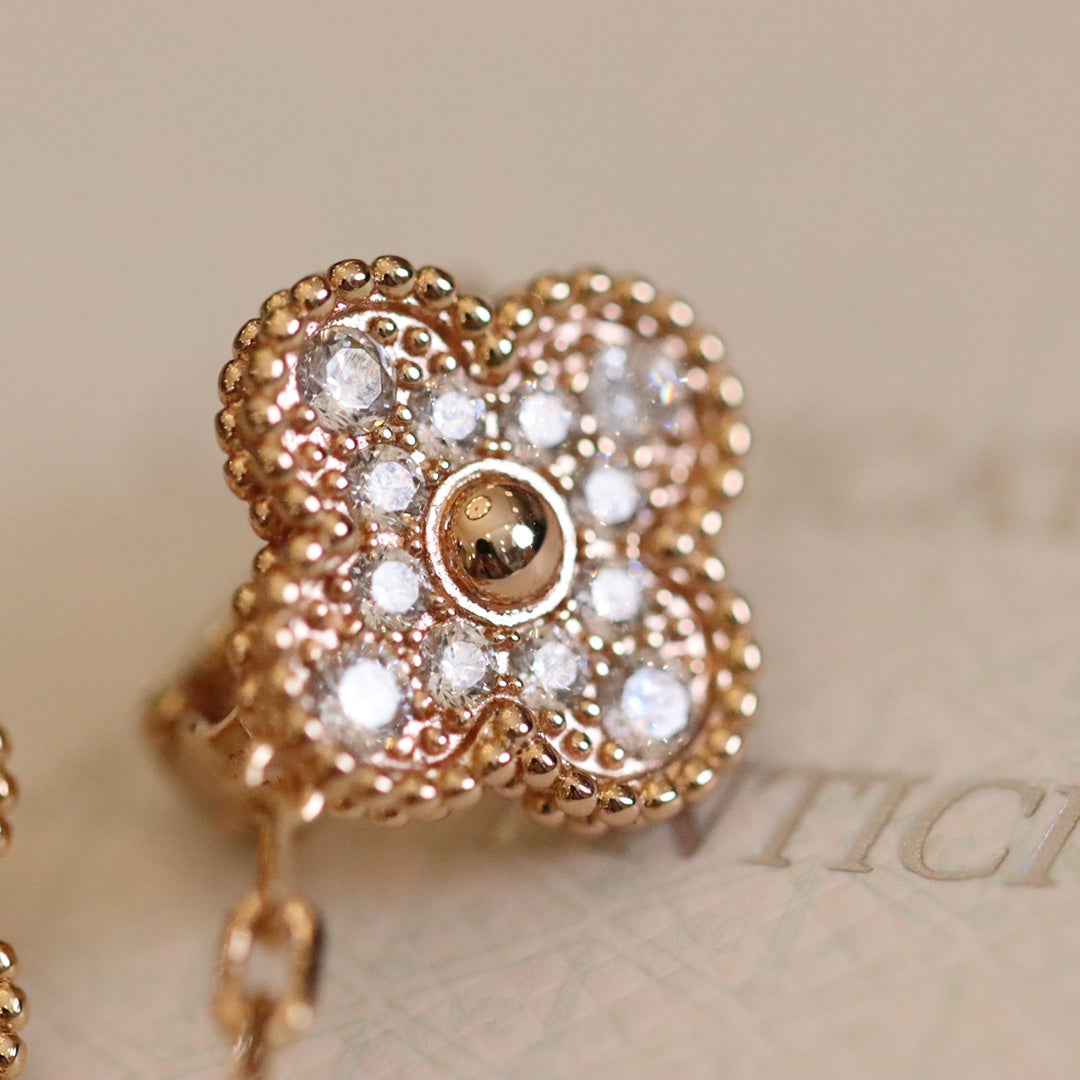 Van Cleef & Arpels VINTAGE EARRINGS PINK GOLD DIAMOND