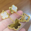 Van Cleef & Arpels LUCKY BUTTERFLY MOP TIGER EYE EARRINGS
