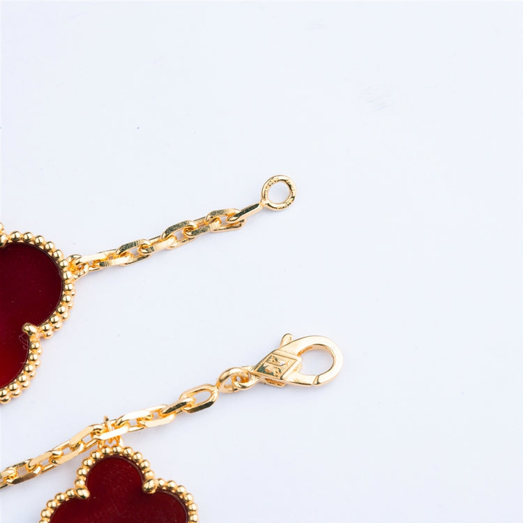 Van Cleef & Arpels CLOVER BRACELET 5 MOTIFS CARNELIAN TIGER EYE