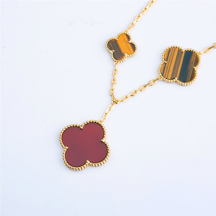 Van Cleef & Arpels CLOVER BRACELET 5 MOTIFS CARNELIAN TIGER EYE
