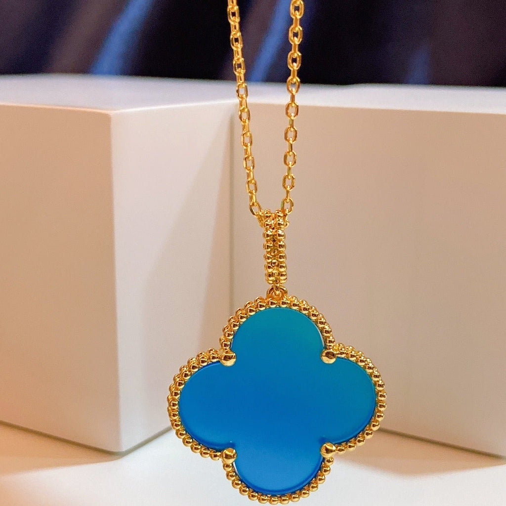 Van Cleef & Arpels CLOVER GOLD TURQUOISE NECKLACE