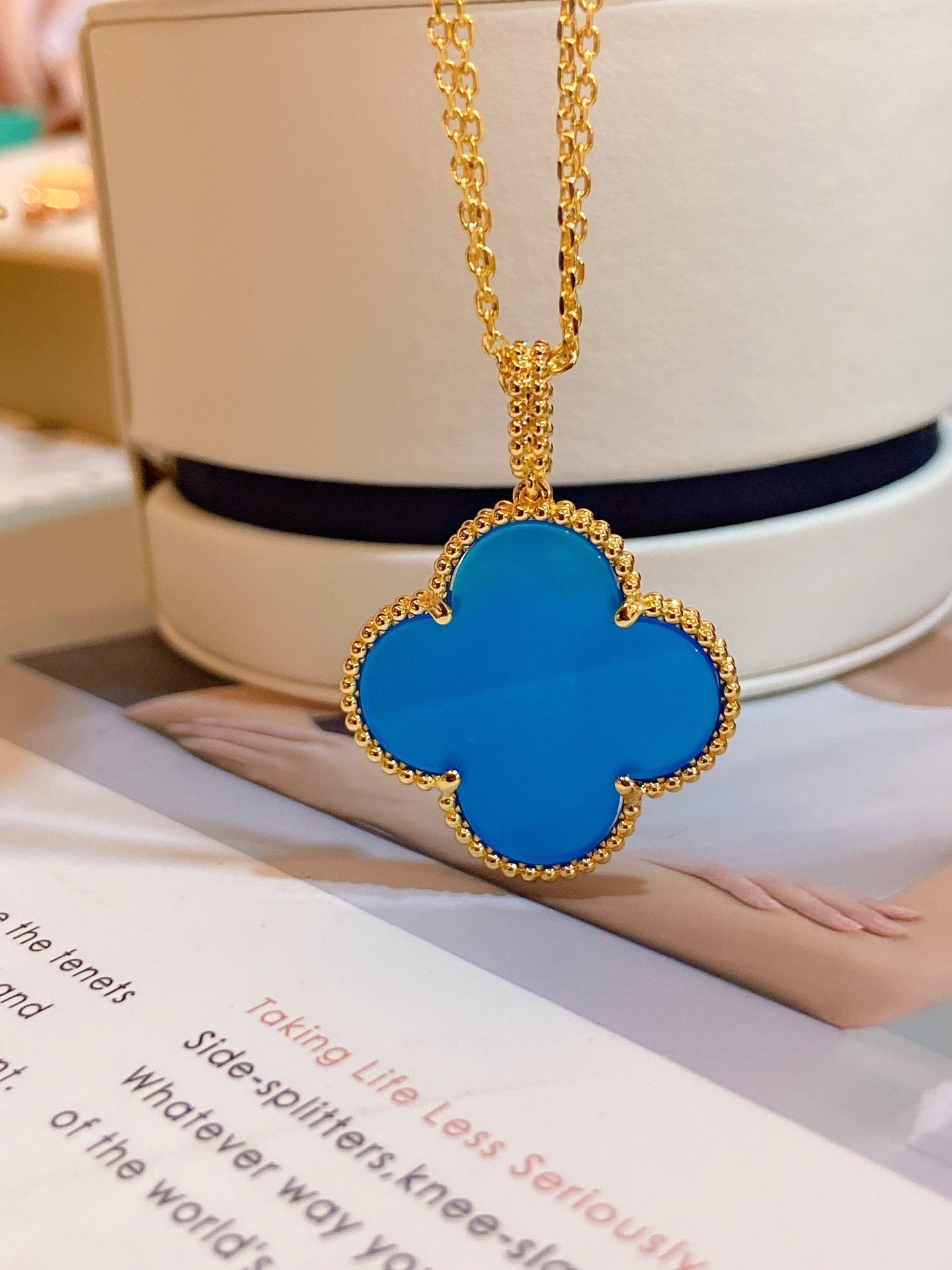 Van Cleef & Arpels CLOVER GOLD TURQUOISE NECKLACE