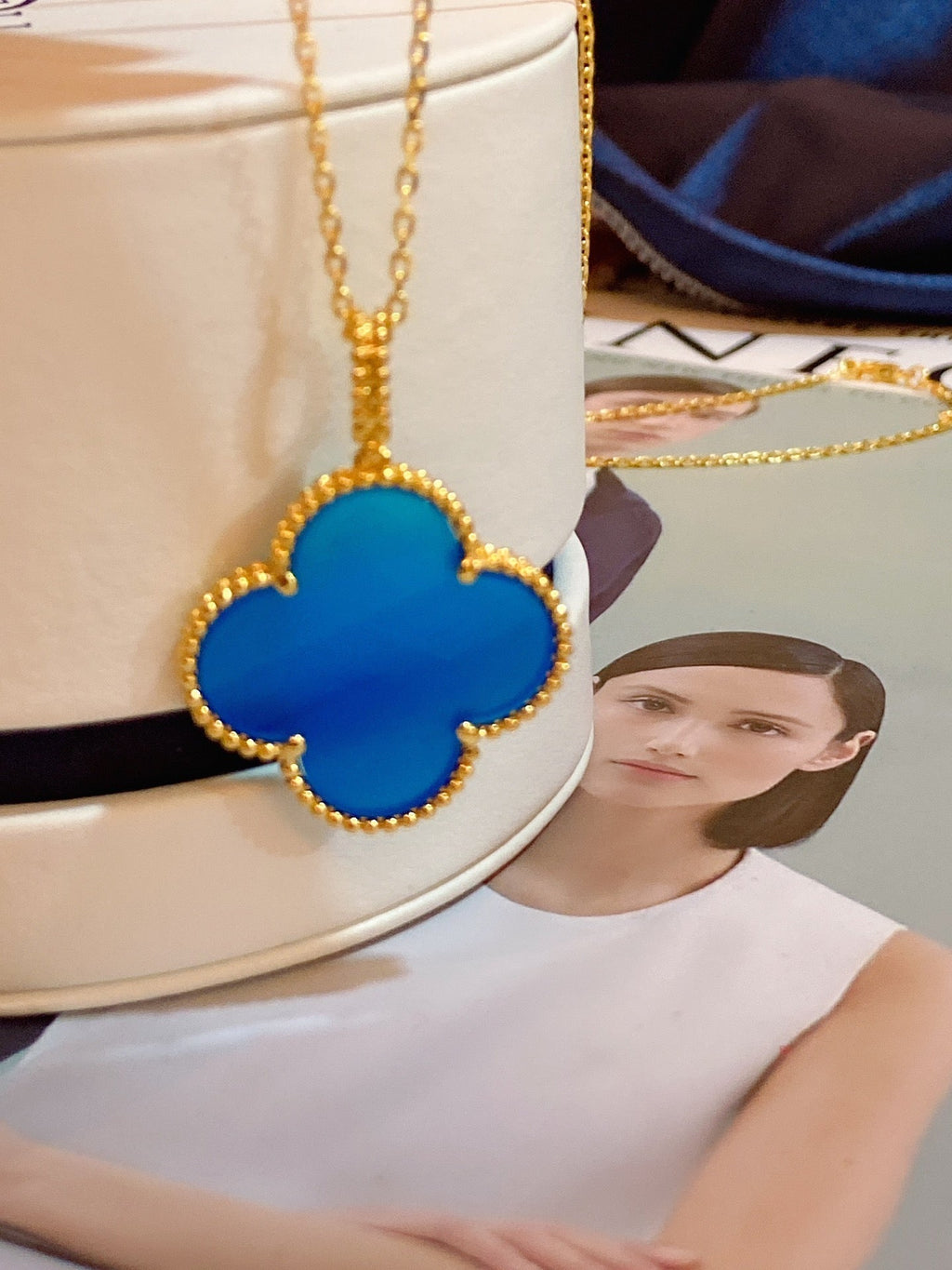 Van Cleef & Arpels CLOVER GOLD TURQUOISE NECKLACE