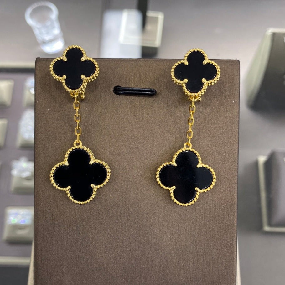 Van Cleef & Arpels CLOVER 2 MOTIFS GOLD EARRINGS