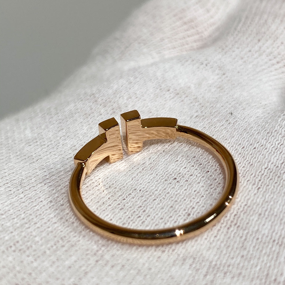 TIFFANY T WIRE RING FULL DIAMOND PINK GOLD