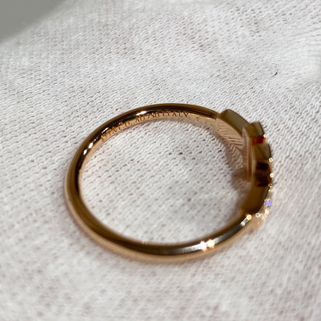TIFFANY T WIRE RING FULL DIAMOND PINK GOLD