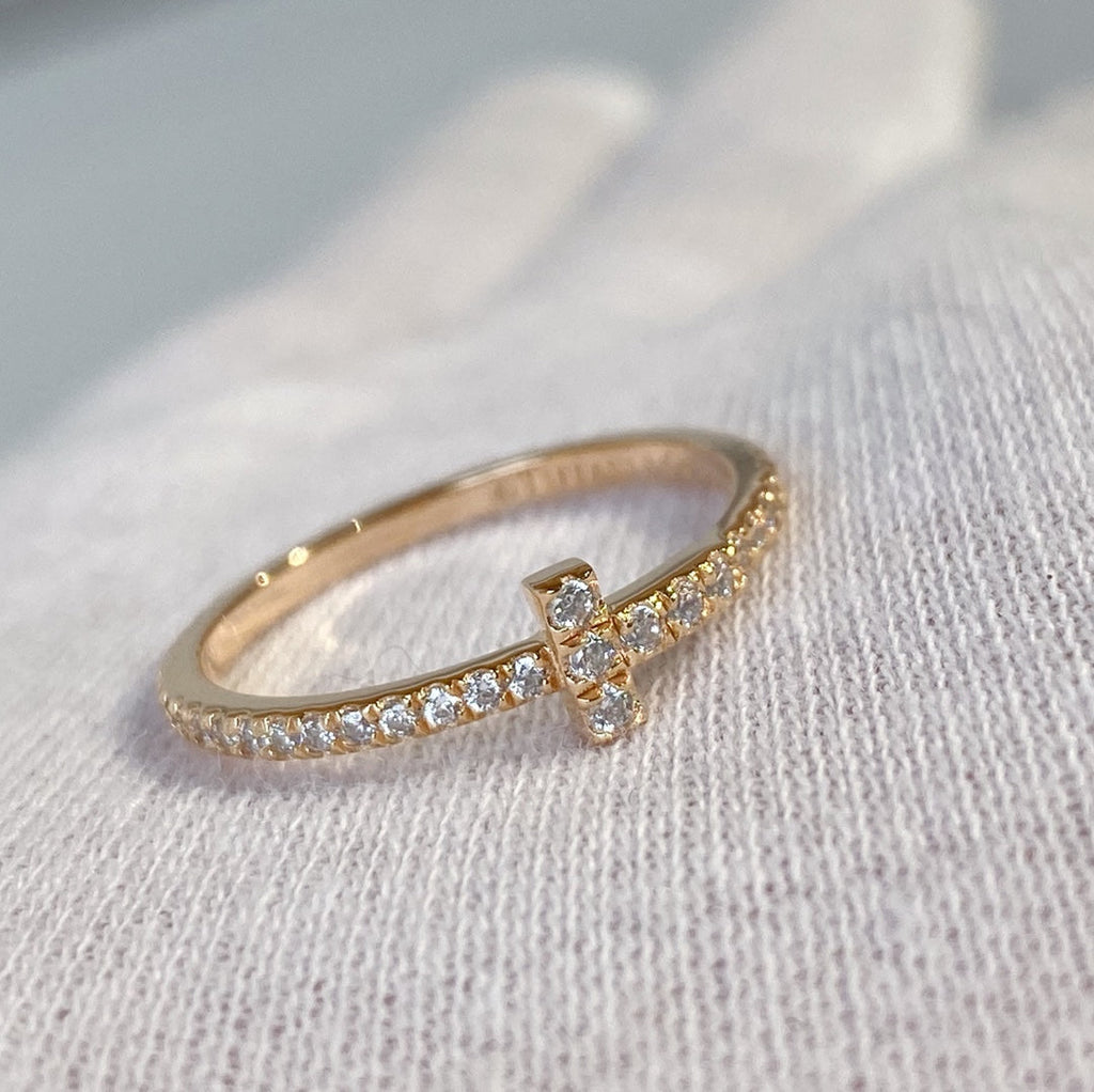 TIFFANY T RING DIAMOND PINK GOLD