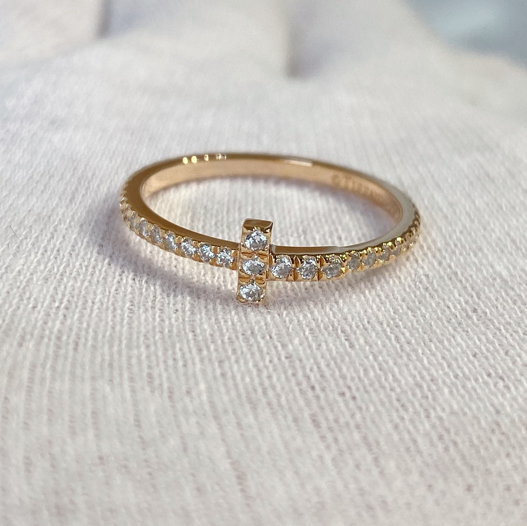 TIFFANY T RING DIAMOND PINK GOLD