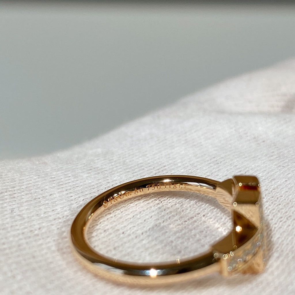 TIFFANY T WIRE MOP DIAMOND RING PINK GOLD