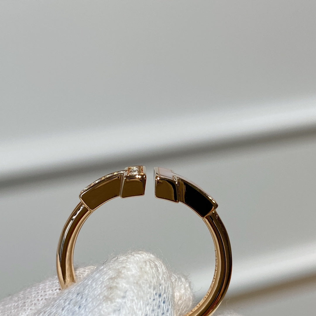 TIFFANY T WIRE MOP DIAMOND RING PINK GOLD