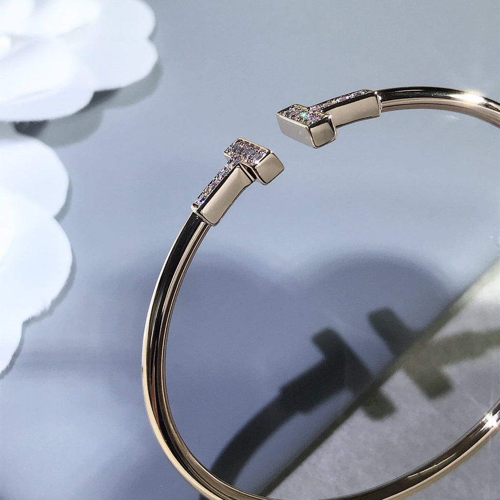 TIFFANY T BRACELET PINK GOLD 1.8MM DIAMOND