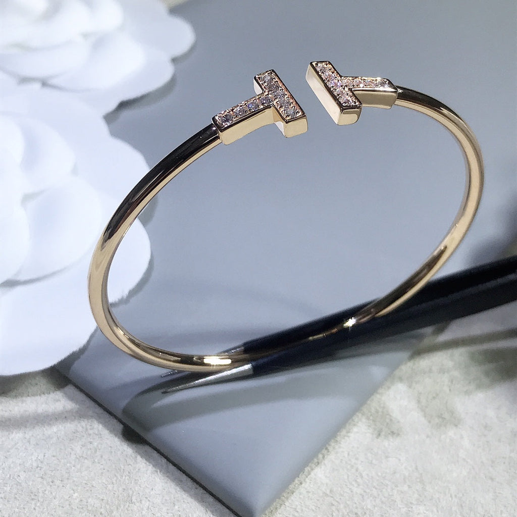 TIFFANY T BRACELET PINK GOLD 1.8MM DIAMOND