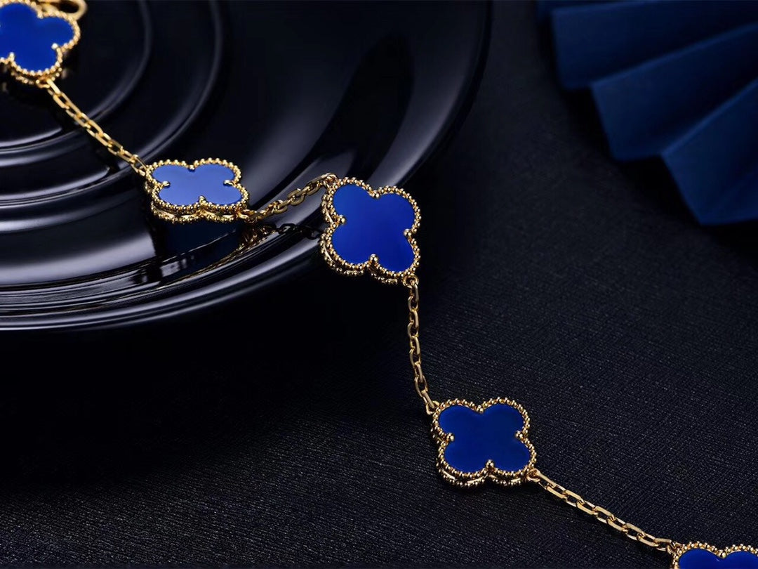 Van Cleef & Arpels CLOVER BRACELET 5 MOTIFS BLUE AGATE