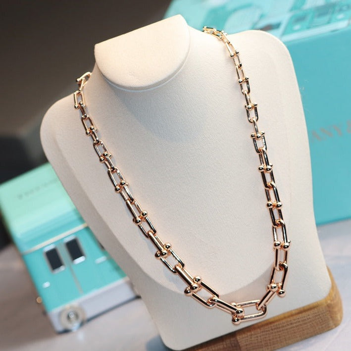 TIFFANY HARDWEAR LINK PINK GOLD NECKLACE