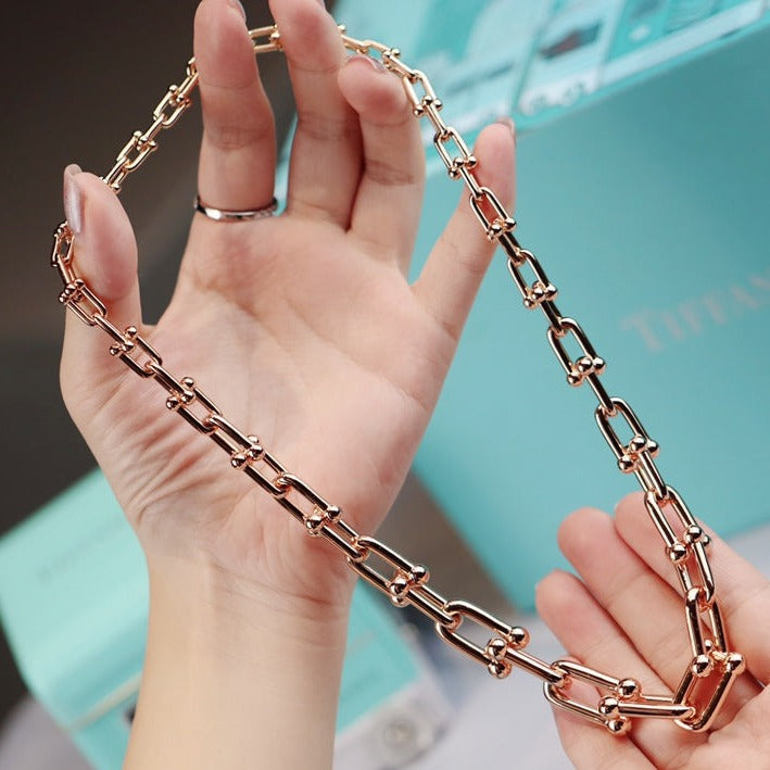 TIFFANY HARDWEAR LINK PINK GOLD NECKLACE