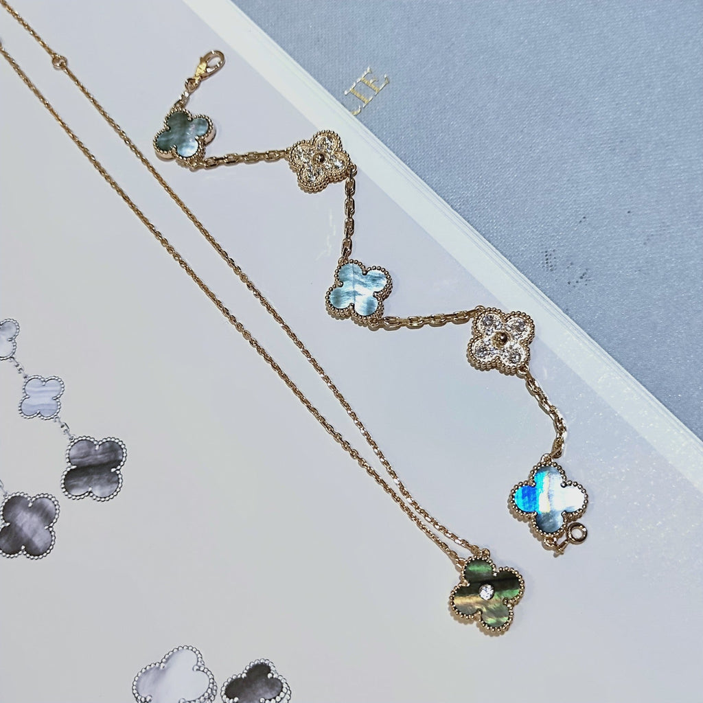 Van Cleef & Arpels CLOVER GOLD DARK MOP CLOVER NECKLACE