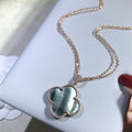 Van Cleef & Arpels CLOVER GOLD DARK MOP BIG CLOVER NECKLACE
