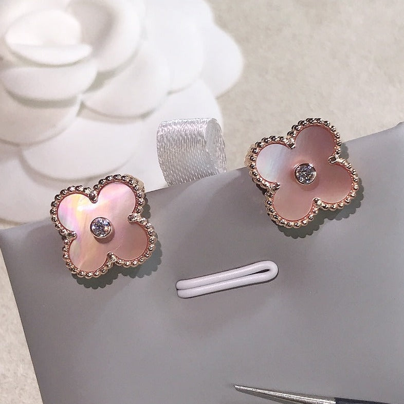 Van Cleef & Arpels CLOVER PINK GOLD MOP EARRINGS