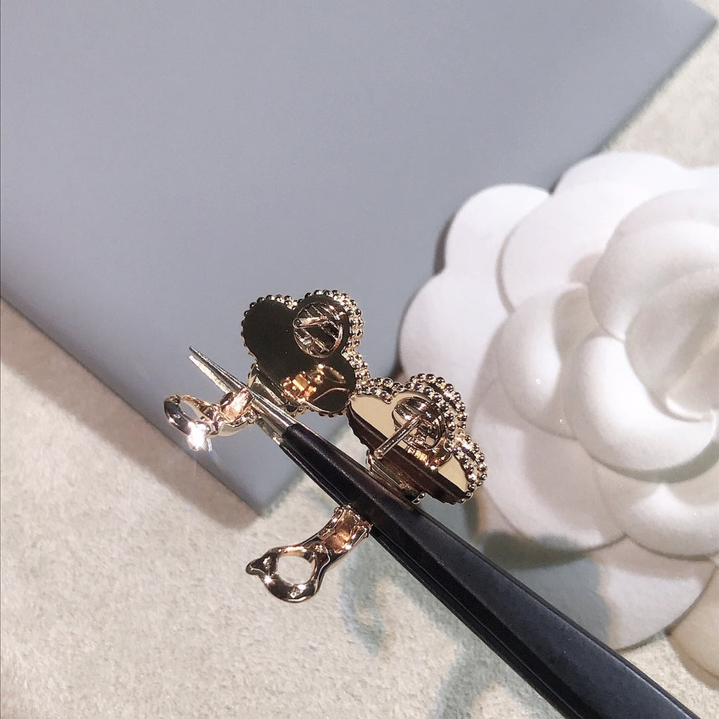 Van Cleef & Arpels CLOVER GOLD PINK MOP EARRINGS