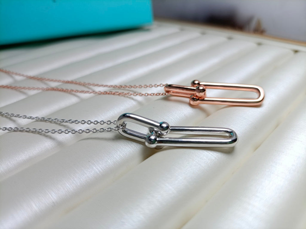 TIFFANY HARDWEAR DROP DOUBLE LINK PEDANT NECKLACE