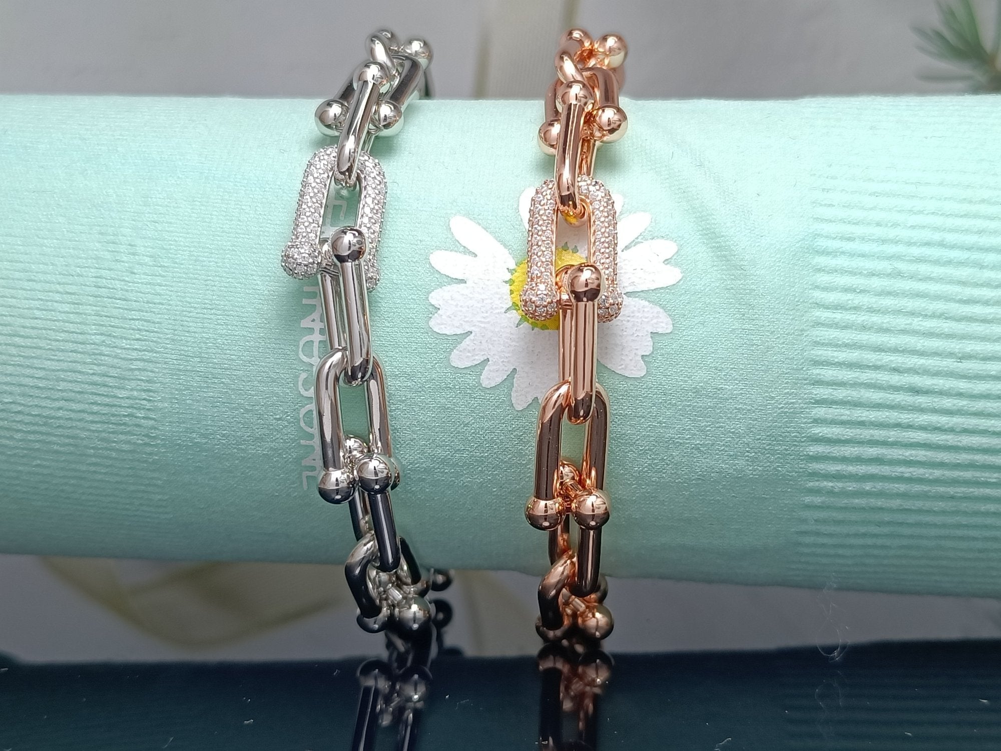 TIFFANY HARDWEAR BRACELET PINK GOLD AND SILVER DIAMOND