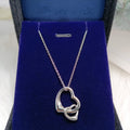 TIFFANY DOUBLE HEART SILVER NECKLACE