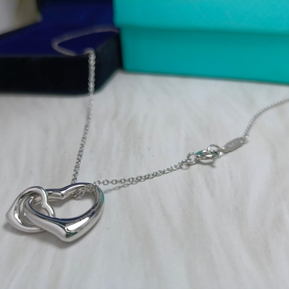 TIFFANY DOUBLE HEART SILVER NECKLACE