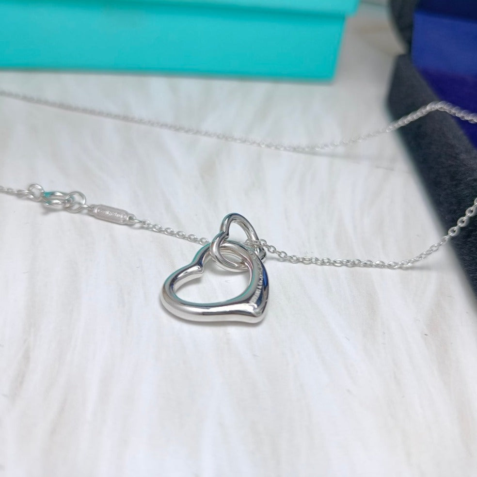 TIFFANY DOUBLE HEART SILVER NECKLACE