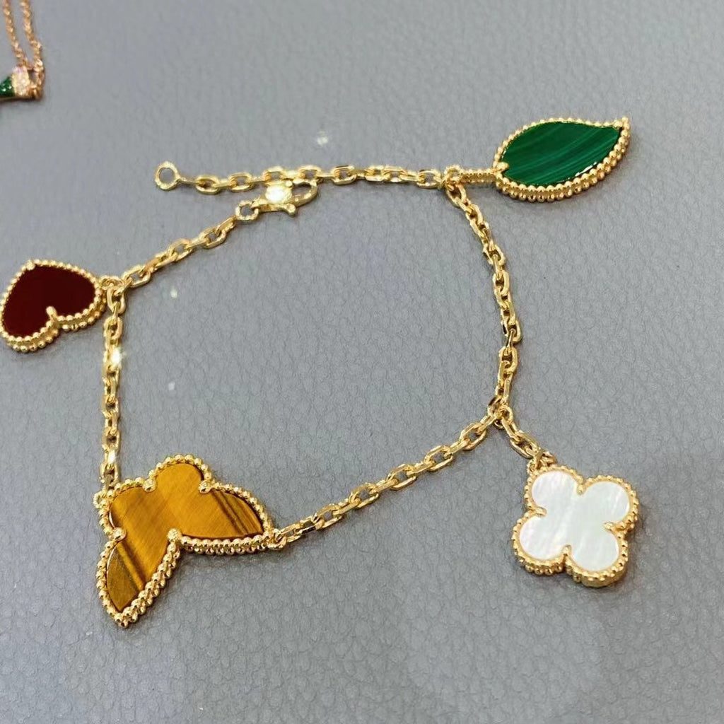 Van Cleef & Arpels HEART BUTTERFLY CLOVER BRACELET 4 MOTIFS