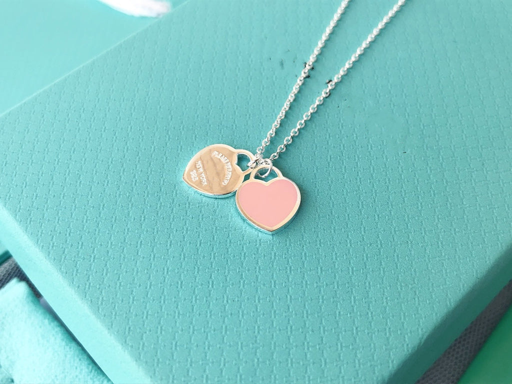 TIFFANY DOUBLE HEART PEDANT SILVER NECKLACE