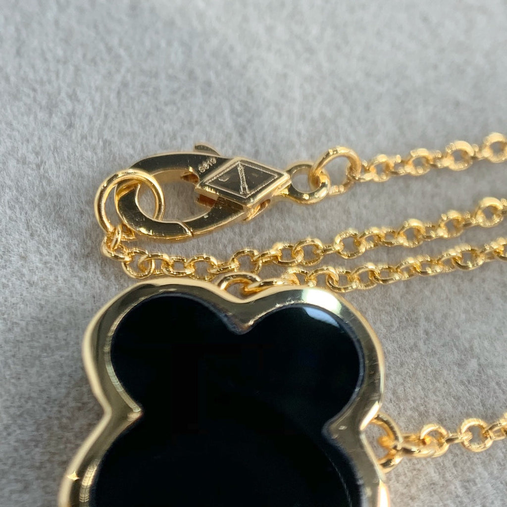 Van Cleef & Arpels PURE CLOVER PINK GOLD ONYX NECKLACE