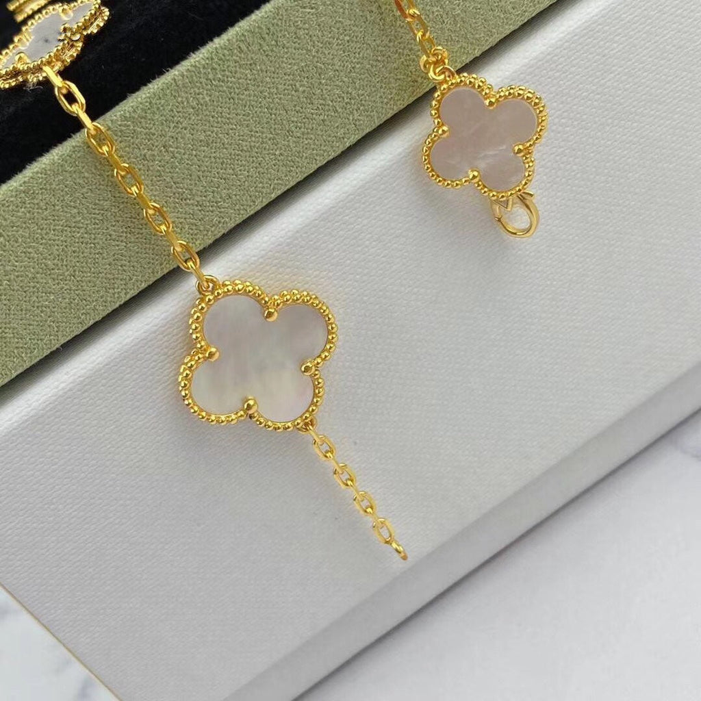 Van Cleef & Arpels MAGIC CLOVER MOP PINK GOLD BRACELET 5 MOTIFS